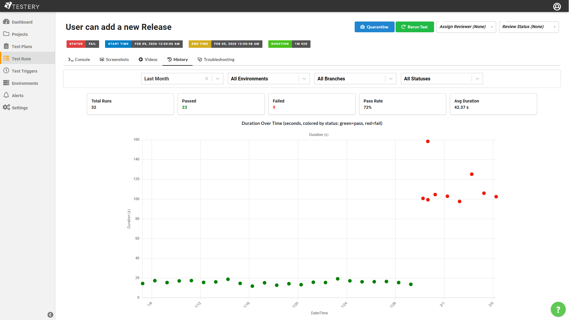 New Feature: Test History